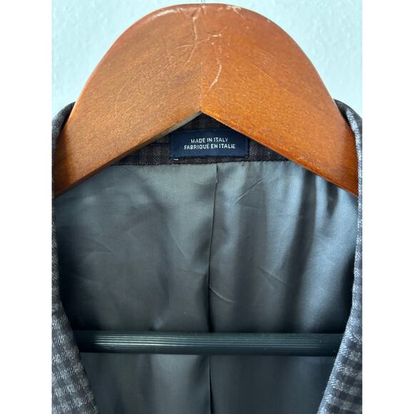 JWN Nordstrom Plaid 100% Wool Jacket Blazer Sport Coat 42L Made in Italy Brown - Picture 2 of 5